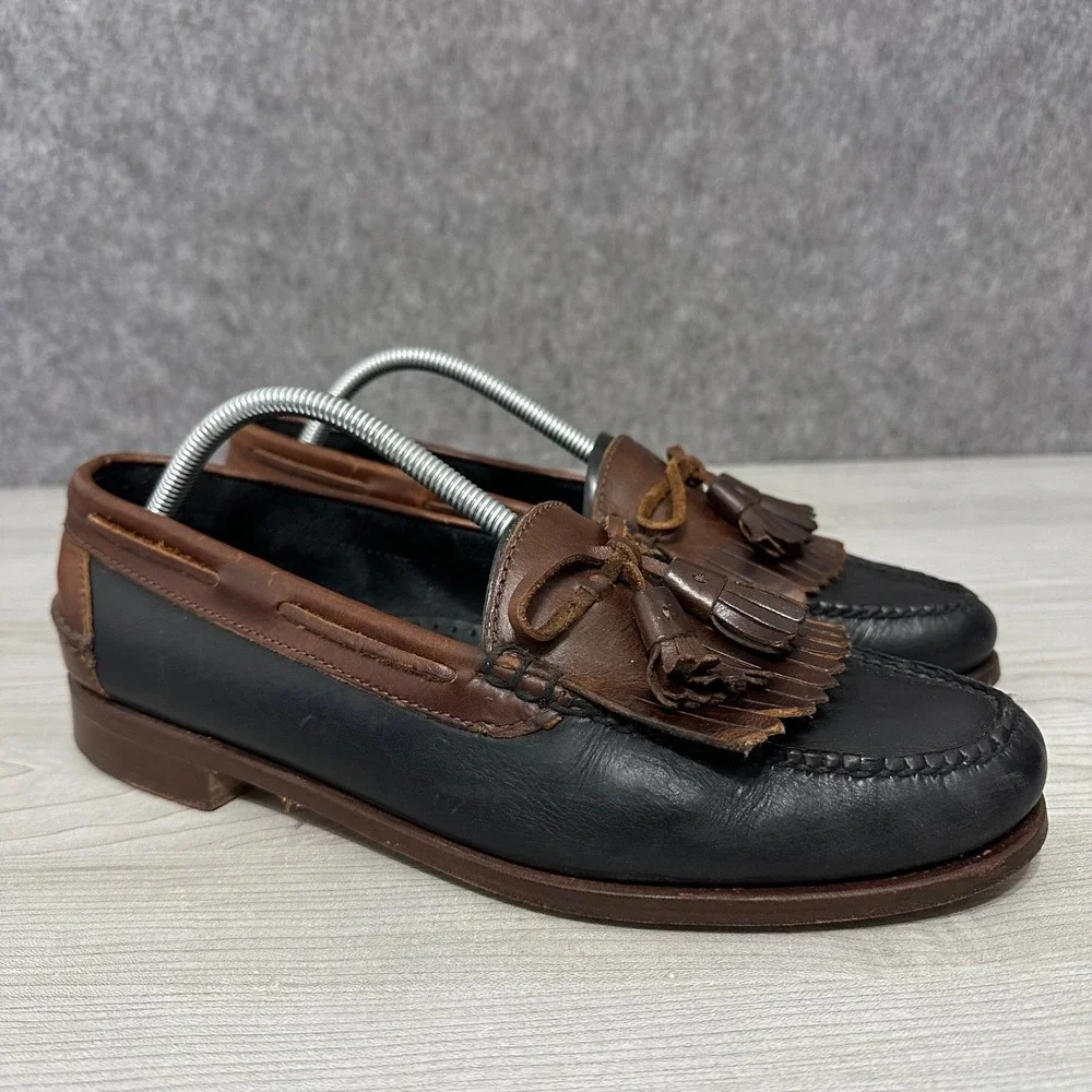 Cole Haan Country Mens Sz 11 Leather Kiltie Tassel Loafers Black Brown Brazil